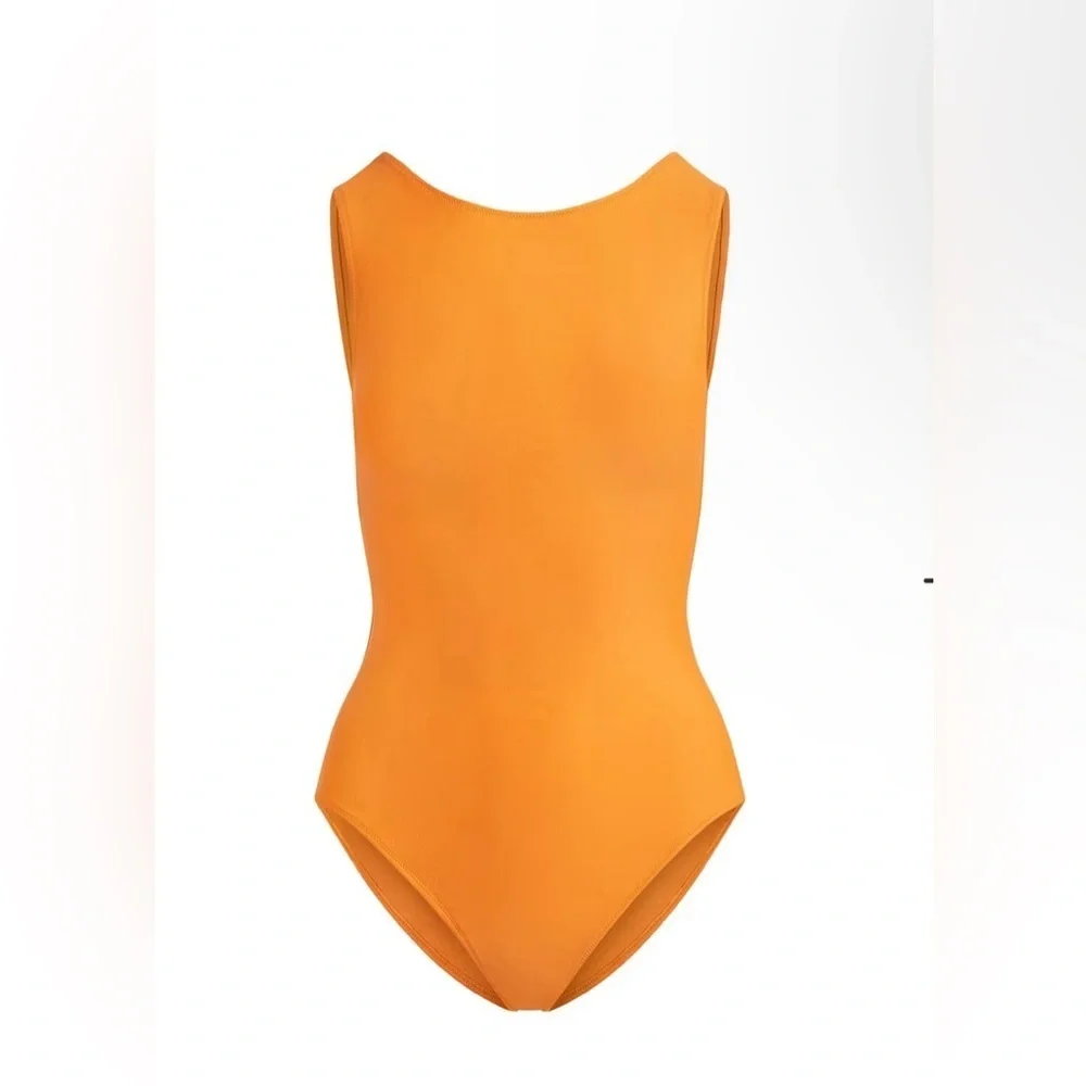 NWT Skims Signature Swim High Neck One Piece Tangerine Size Large